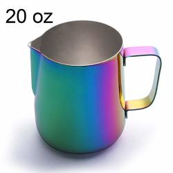Milk Frothing Pitcher Stainless Steel 20 Oz Milk Steaming Pitchers Frother Cup Jug Ideal For Espresso Cappuccino Coffee Latte Art Barista Milk Steamer Mug 600 Ml Rainbow