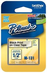 Brother P-touch 1 2" 0.47" Black On Clear Tape - 26.2 Ft. 8M