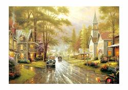Puzzlelife Hometown Evening 1000 Piece - Large Format Jigsaw Puzzle. Can Be Enjoyed Puzzle Game By All Generation. Beautiful Decoration Pleasant Play. Free Bonus Poster