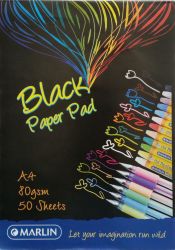 Marlin A4 Black Paper Pad 50 Sheets