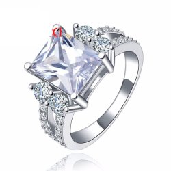 Breathtaking Princess Cut 4 Carat Sim Diamond With Cubic Zirconia Accents Ring Size 8 & 9
