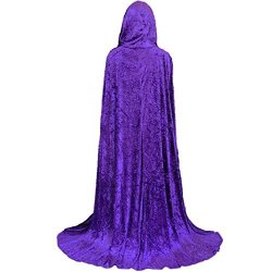 Hooded Cloak Halloween Cosplay Costume Full Long Thick Velvet Cape Purple HC003PXL