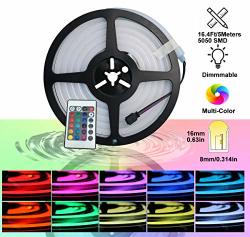 Pearlight Neon LED Rgb Silicone Light Strip Flexible waterproof multi-color remote Control For Home garden architectural Decoration 16.4 Ft 5 Meters Rgb