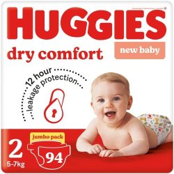 Huggies Dry Comfort Nappies Size 2 Jumbo 94'S