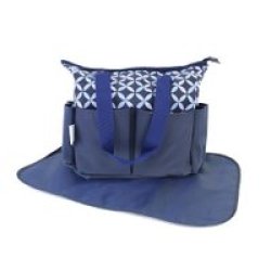 Multi-pocket Diaper Tote Bag Blue