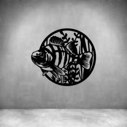 Tropical Fish In Circle - Matt Silver L 400 X H 400MM