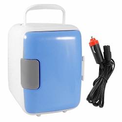 Akozon Car Refrigerator 4L 12V MINI Car Refrigerator Portable Compact Multi-function Car Cooler Warmer Freezer Blue For Office Travel Rv Camping Keep Cool Temperature: 5? KEEP