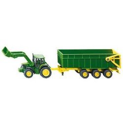 Diecast Model - John Deere Tractor With Front Loader And Trailer 1:87