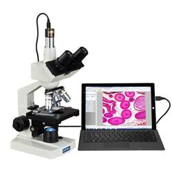 OMAX 40X-2500X Digital Lab Trinocular Compound LED Microscope With 5MP Digital Camera And Double Layer Mechanical Stage