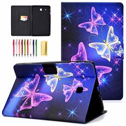 Galaxy Tab E 9.6 Case - Littlemax Faux Leather Wallet Stand Case Magnet Closure Smart Cover For Galaxy Tab E 9.6 Inch SM-T560 T561 - Purple Butterfly