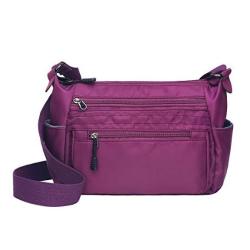 Multi Pocket Organizer Crossbody Bag Lightweight Travel Shoulder Handbag Nylon Waterproof Purse