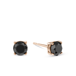 9CT Rose Gold & 1CT Black Diamond Stud Earrings