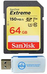 Sandisk 64GB Sdxc Sd Extreme Memory Card Bundle SDSDXV6-064G-GNCIN Works With Canon Powershot G7 X Mark III G5 X Mark II Digital Dslr Camera