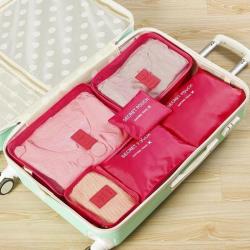 6 Piece Luggage Organizers - Pink