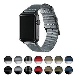 Archer Watch Straps Premium Nylon Replacement Bands For Apple Watch Gray Black 42MM