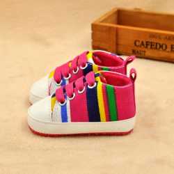 Baby Shoes Rainbow Canvas Sneakers 0 - 6 Mths
