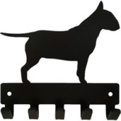 Bull Terrier Key Rack & Leash Hanger 5 Hooks Black