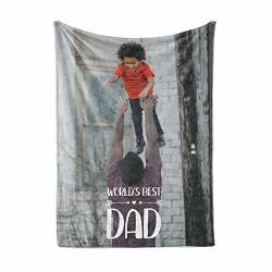 Personalized Fathers Day Dad Fleece Throw Blanket Gifts From Son Daughter - Warm Lightweight Extra Large Medium Small Size Blankets For Dads