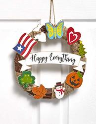 Happy Everything Wreath - Rustic Home Decoration For The Front Door