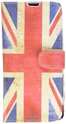 Emartbuy Union Jack Premium Pu Leather Desktop Stand Wallet Cover Case Pouch With Credit Card Slots For Sony Xperia Xa