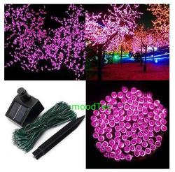 Pink 100 LED Solar Powered Fairy String Light Garden Party Decor