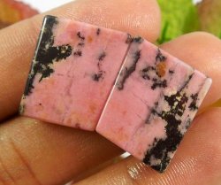 Rhodonite Gemstones - 44CT - Earth Mined - Natural - Pair - 2 PC