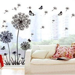 Ussore Wall Sticker Dandelion Butterfly Stickers Removable Mural Pvc Creative Home Decor Removable For Kids Home Living Room House Bedroom Bathroom Kitchen Office Home Decoration