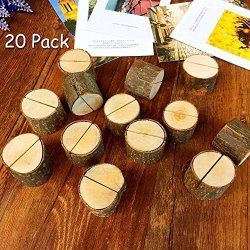 Aimyoo Wooden Card Holders Table Number Stands For Home Party Decoration Wedding Favors Pack Of 20