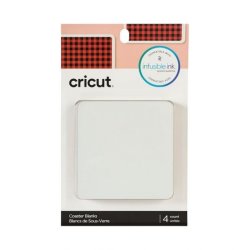 2006581: Cricut Infusible Ink Aluminium Coasters 4-PACK White Square 4 Square Coasters 3.75" X 3.75" 9.5 Cm X 9.5 Cm