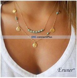 Eruner Multi-layer Wafer &turquoise Pendant Necklace For Women Golden ..