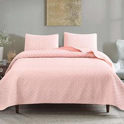 Hollyhome 2 Piece Soft Microfiber Coverlet Set With 1 Sham For All Seasons Lightweight Quilt bedspread Set Pink Twin