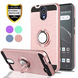 At&t Axia Case QS5509A Cricket Vision Case With HD Phone Screen Protector Ymhxcy 360 Degree Rotating Ring & Bracket Dual Layer Resistant Back Cover