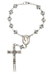 One Decade Auto Rosary Made With Black Diamond Colored Swarovski Crystal Elements
