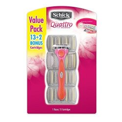 Schick Quattro For Women Value Pack 1 Handle 15 Cartridges