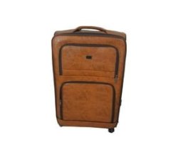 Smte-quality Trolley 1 Piece Leather Travel Spinner Suitcase Set -brown 65 Cm