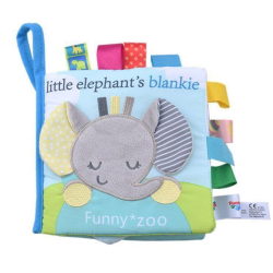 Soft Baby Label Cloth Book - Little Elephant's Blankie