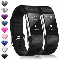 Treasuremax With Fitbit Charge 2 Bands For Women Men 2 Pack Adjustable Soft Silicone Sports Replacement Fitbit Charge 2 Hr Bands Small large