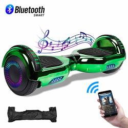 CBD 6.5 Hoverboard With Bluetooth Speaker Self Balancing Hoverboard For Kids With LED Lights Ul 2272 Certified Chrome Green
