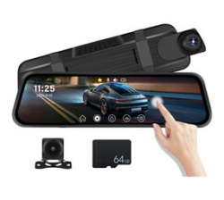 Mirror Dash Cam 9.66" Touch Screen Front And Rear View Mirror Camera For Car Dual Dash Cameras Front And Rear Super Night Vision Parking
