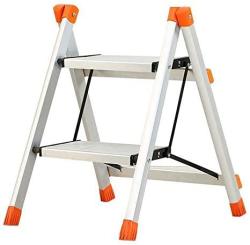 Ladder 2 Steps Aluminum Step Stool Stepladder - Very Compact Once Folded - Robust Up To 150 Kg Load
