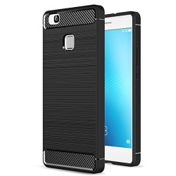 Huawei P9 Lite Case Landee Soft Tpu Shock Absorption And Carbon Fiber Design Silicone Case For Huawei P9 Lite 5.2" Black