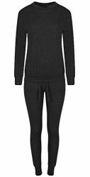 Rimi Hanger Ladies 2 Pcs Plain Tracksuit Loungewear Top And Jogger Co Ord Set Sports Wear Tracksuit Black Medium large Us 8-10