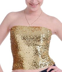 Alivila.Y Fashion Sparkling Sequins Stretch Party Tube Top A11-GOLD