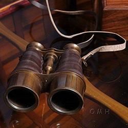 Old Modern Handicrafts Brass Binoculars With Leather Overlay