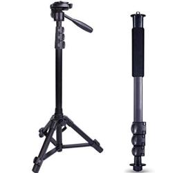 Qqaa Light Camera Stand Slr Camera Tripod Projector Stand With Monopod Can Be Used As Trekking Pole Light Travel Live Broadcast Black