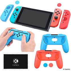 Camkix Compatible Grip Boost Kit Replacement For Nintendo Switch - 2X Gamepad Shaped Cover 2X Joy Con Cover 4X Thumb Grip Cover 1X Cleaning