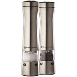Russell Hobbs Salt pepper Electric Grinder - Stainless Steel Retail Box 1 Year Warranty Features• Stylish And Contemporary Salt & Pepper Grinders• Includes Light That
