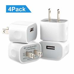 Kinbashi USB Wall Charger 4 Packs Charging Adapter For Cellphone Android Phone Music Player White