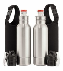 2X Stainless Steel Beer Bottle Holder Insulator With Opener And Carrying Case