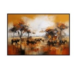 Canvas Wall Art - Abstract Representation Rural African Life - A1240